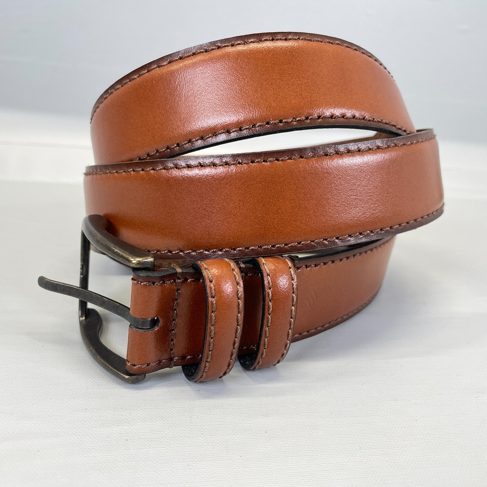 Joseph Abboud Brown Leather Dress Belt Men's Size 42 Handcrafted - Made in Italy
